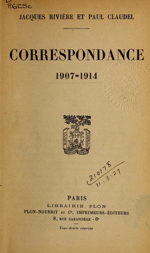 Correspondance, 1907-1914
