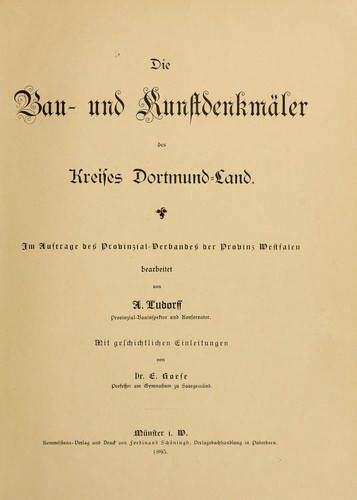 Die Bau- und Kunstdenkmäler des Kreises Dortmund-Land