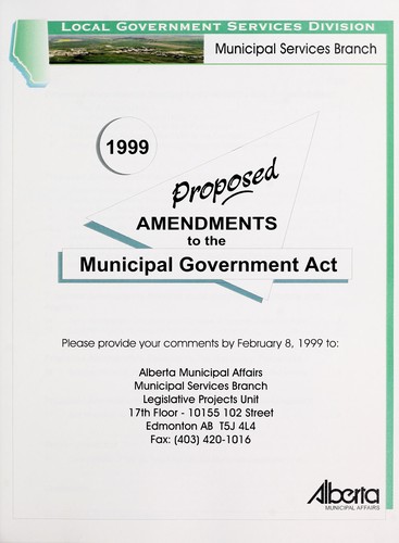 1999 proposed amendments to the Municipal Government Act