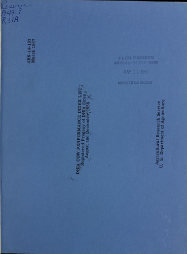 DHIA cow performance index list