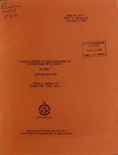 Tabulations of DHIA records of daughters of AI sires in the United States