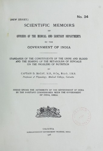 Scientific memoirs by officers of the medical and sanitary departments of the Government of India