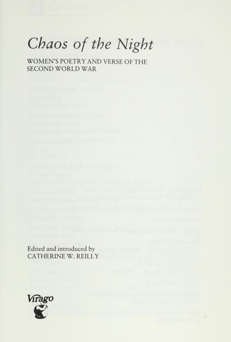 Chaos of the night : women's poetry and verse of the Second World War
