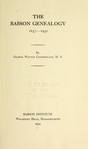 The Babson genealogy