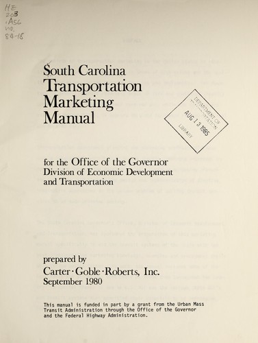 South Carolina transportation marketing manual