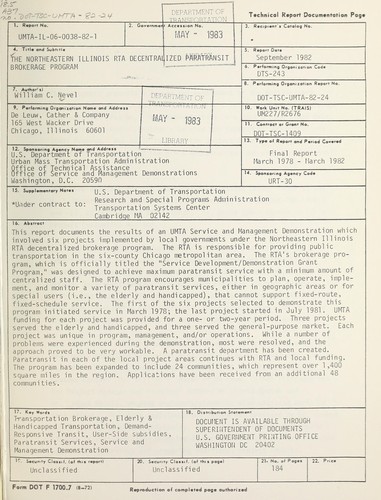 The Northeastern Illinois RTA decentralized paratransit brokerage program