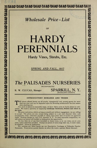 Wholesale price-list of hardy perennials, hardy vines, shrubs, roses, etc