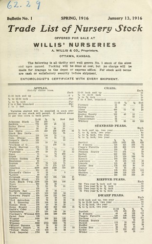 Trade list of nursery stock