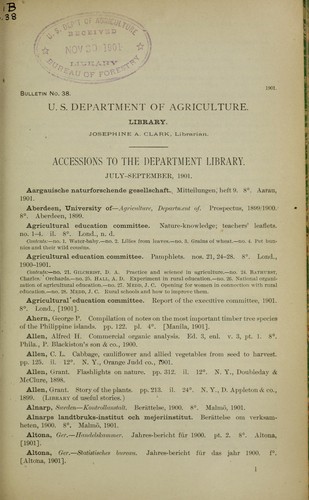 Accessions to the Department Library