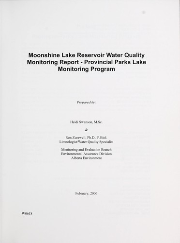 Moonshine Lake Reservoir water quality monitoring report