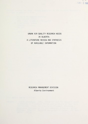 Urban air quality research needs in Alberta