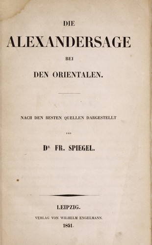 Die Alexandersage bei den Orientalen