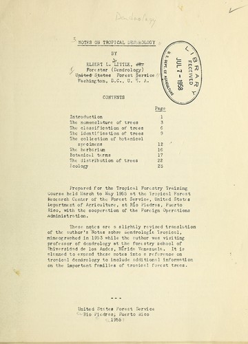 Notes on tropical dendrology