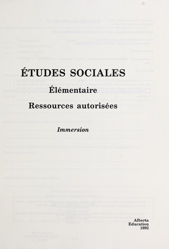 Etudes sociales élémentaire: ressources autorisées: immersion