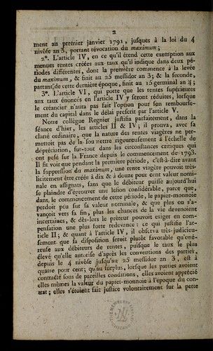 Opinion de Delzons sur la re solution du 18 vende miaire, relative aux rentes viage  res