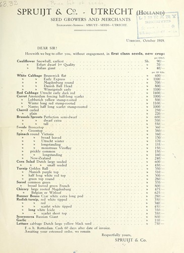 First class seeds, new crop [price list]