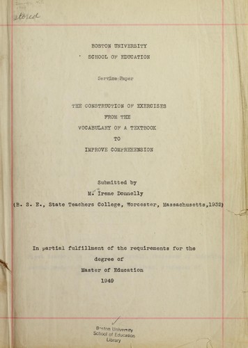 The construction of exercises from the vocabulary of a textbook to improve comprehension