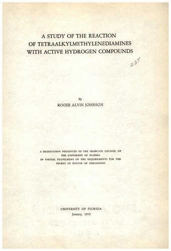 A study of the reaction of tetraalkylmethylenediamines with active hydrogen compounds