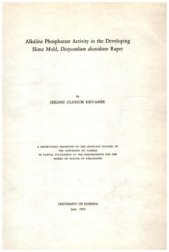 Alkaline phosphatase activity in the developing slime mold