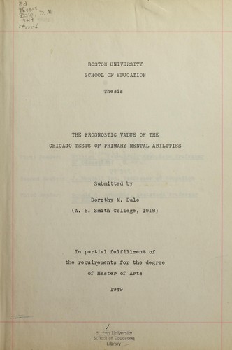 The prognostic value of the Chicago tests of primary mental abilities
