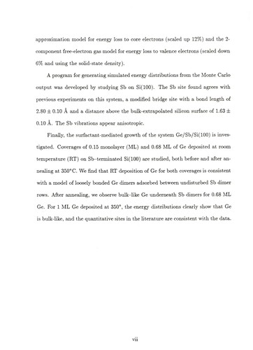 A channeled ion energy loss study of the surfactant-mediated growth of Ge on Si(100)