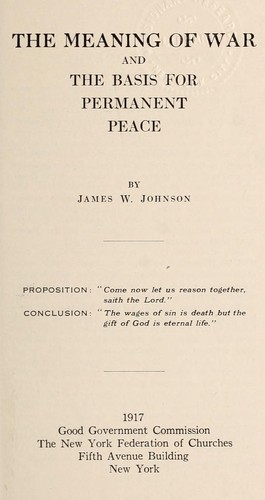 The meaning of war and the basis for permanent peace