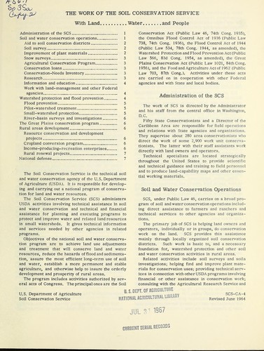 The work of the Soil Conservation Service