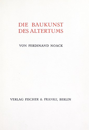 Die Baukunst des Altertums