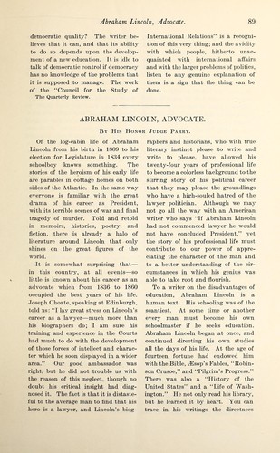 Abraham Lincoln, advocate