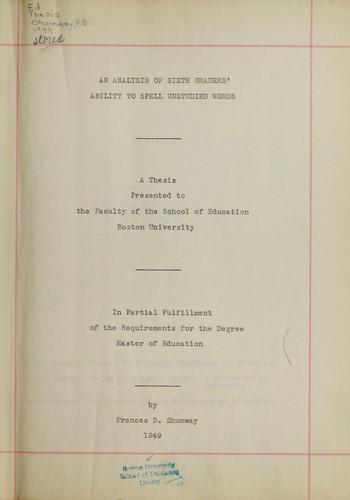 An analysis of sixth graders' ability to spell unstudied words