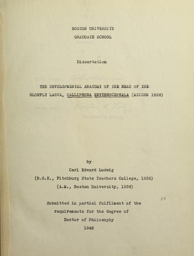 The developmental anatomy of the head of the blowfly larva, calliphora erythrocephala (Meigen 1826)