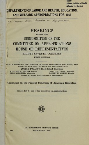 Departments of Labor, and Health, Education, and Welfare appropriations for 1962