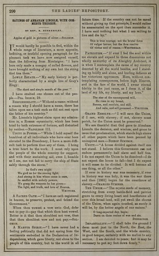 Sayings of Abraham Lincoln, with comments thereon