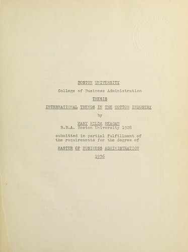 International trends in the cotton industry