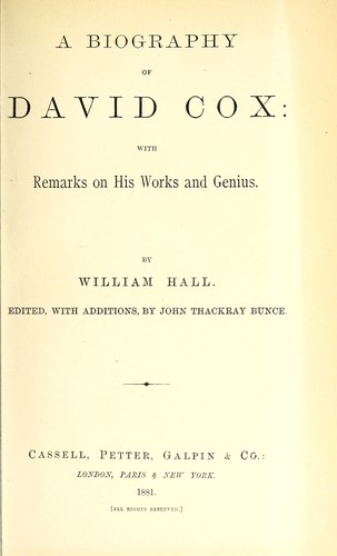 A biography of David Cox
