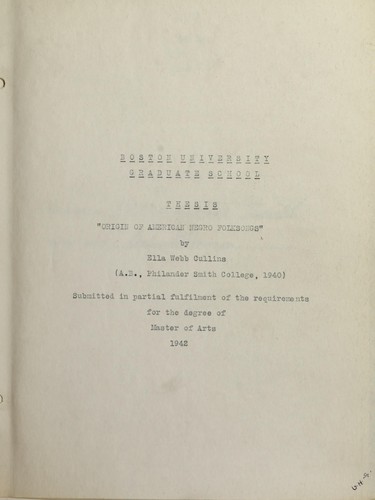Origin of American Negro folksongs