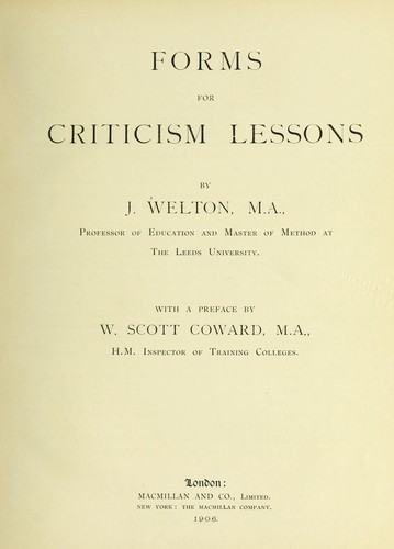 Forms for criticism lessons
