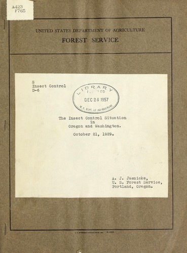 The insect control situation in Oregon and Washington