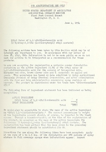 Ethyl ester of 4,4'-dichlorobenzilic acid (2 hydroxy-2,2-bis (4-chlorophenyl) ethyl acetate)