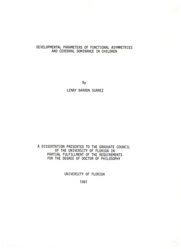 Developmental parameters of functional asymmetries and cerebral dominance in children