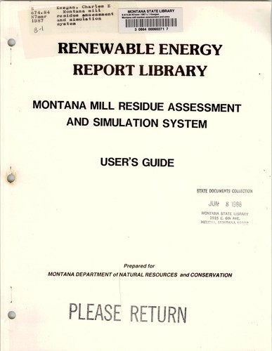 Montana mill residue assessment and simulation system