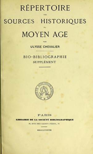 R©♭pertoire des sources historiques du moyen ©Øge