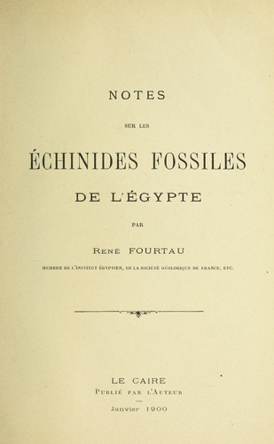 Notes sur les Echinides fossiles de l'Egypte