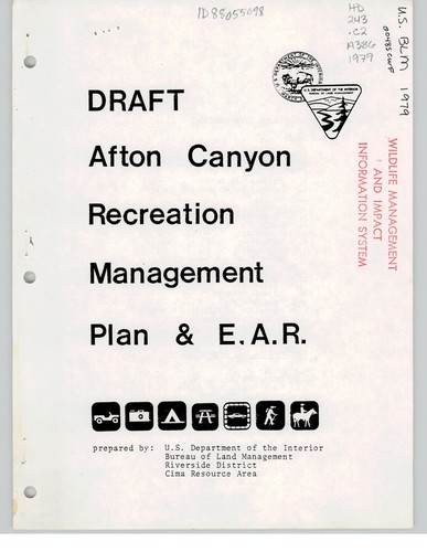 Draft Afton Canyon recreation management plan and E.A.R