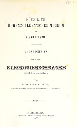 Verzeichniss der in dem Kleinodienschrank befindlichen Gegenstände