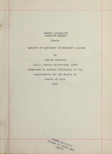 Aspects of democracy in Emerson's essays