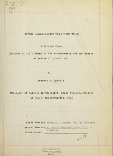 Toward understanding the Soviet Union