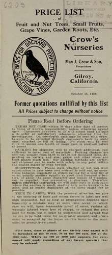 Price list of fruit and nut trees, small fruits, grape vines, garden roots, etc