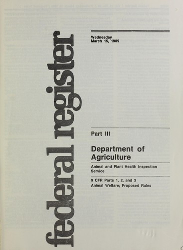 Animal welfare, proposed rules