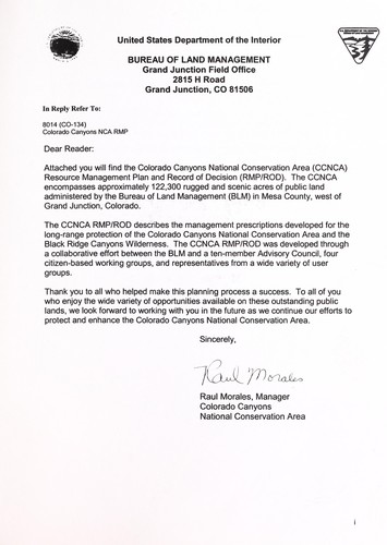 Resource management plan and record of decision for the McInnis Canyons National Conservation Area and Black Ridge Canyons Wilderness